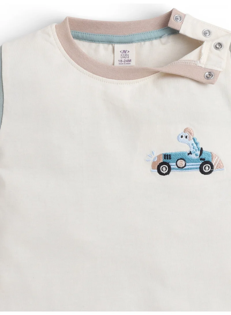 Victor And Jane  Infant Boys’ 2-Piece Set – “Crawl Walk Race” Car Print T-Shirt & Cargo Shorts for Men | Best Price UAE